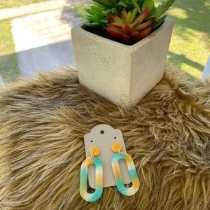 3 for 30$ blue, yellow, and white handmade resin earrings